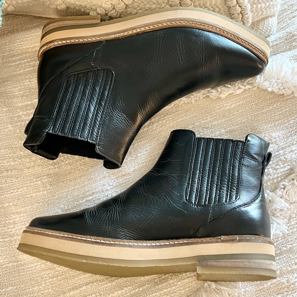 Roolee Prince Black Leather Pointy Toe Booties Boots 40 - Picture 7 of 16